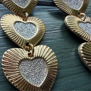 Melrose and Market Triple Heart Gold Tone Dangle Earrings